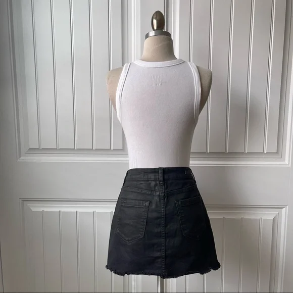 [Blank NYC] Coated Black Denim Mini Skirt - Picture 3 of 8